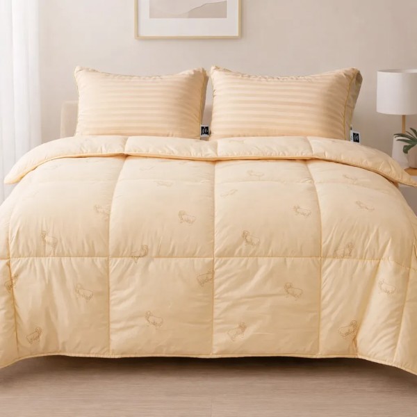Фото - Набір ковдра полуторна + подушка MirSon №9564 Gold camel 140х205 Wool + 50х70 (2200010806465)